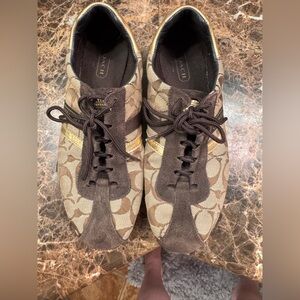 Coach Women's Brown and Tan Signature Sneakers